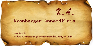 Kronberger Annamária névjegykártya